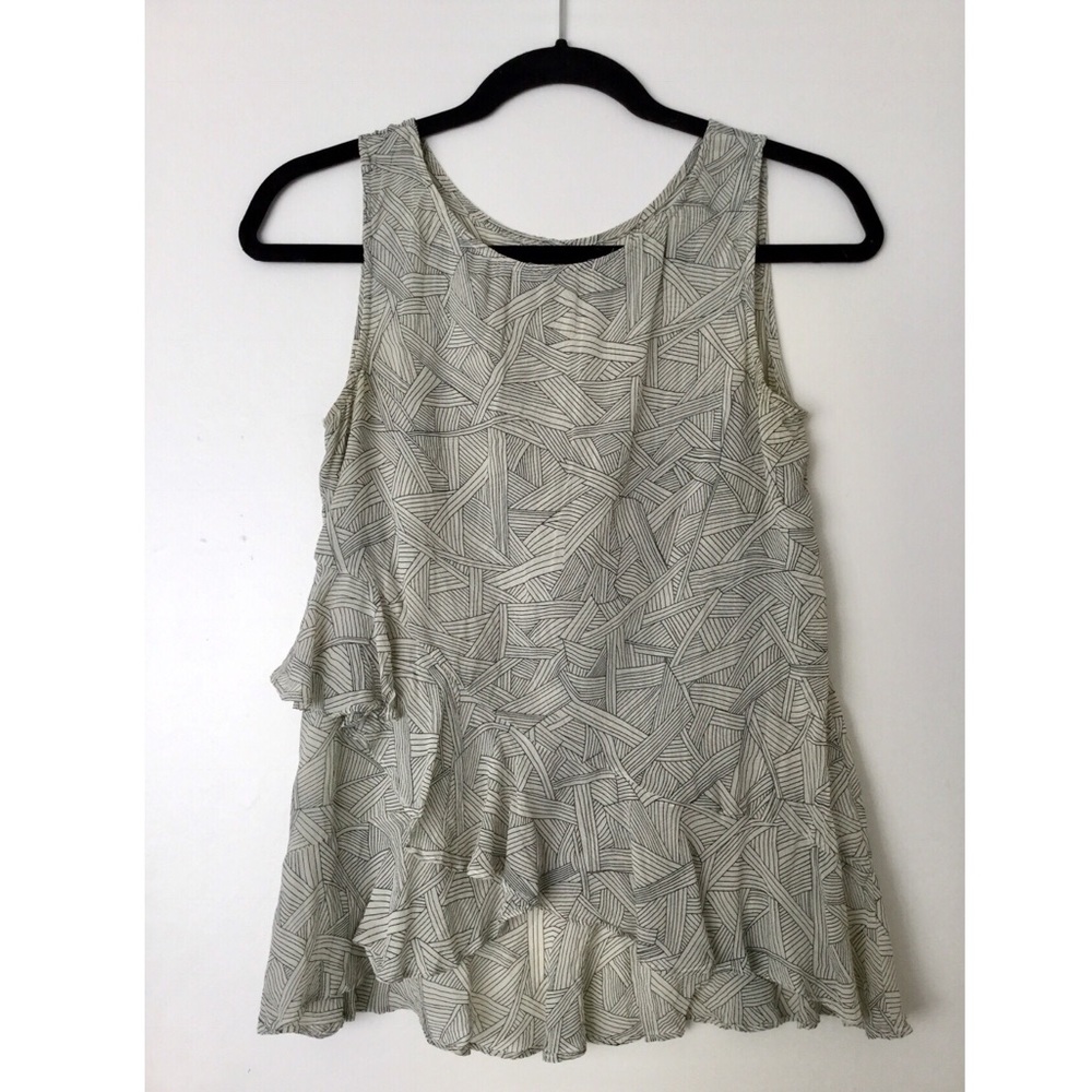 Paper Crown black/crème silk abstract top * xsmall